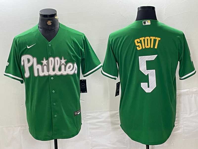 Mens Philadelphia Phillies #5 Bryson Stott Green 2024 City Connect Stitched Jersey